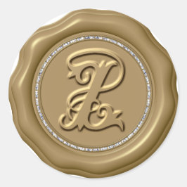 Adesivo Redondo *~* Letra Z Diamond Círculo DOURADO Cera Selo