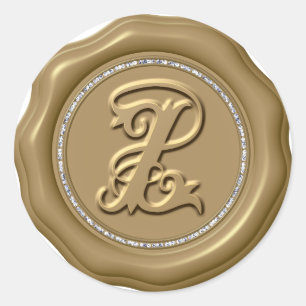 Adesivo Redondo *~* Letra Z Diamond Círculo DOURADO Cera Selo