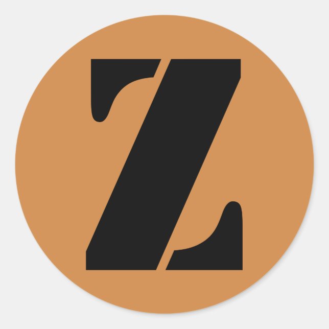 Adesivo Redondo Letra Z Stencil Alfabeto por Janz Peru Dourado (Frente)