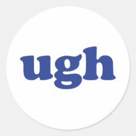 Adesivo Redondo Letras azuis "Ugh" brancas