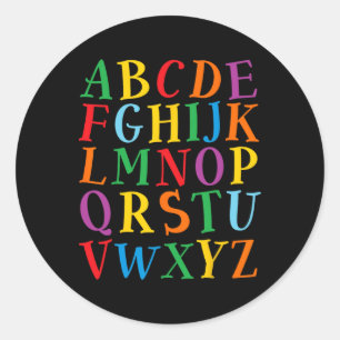 Adesivo Redondo Letras Coloridas Divertidas Alfabeto Aprender Abcs