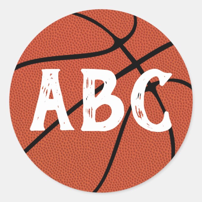 Adesivo Redondo Letras de Equipe Personalizadas de Basquete ou Núm (Frente)