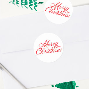 Adesivo Redondo Letras de Feliz Natal Vermelho e Branco