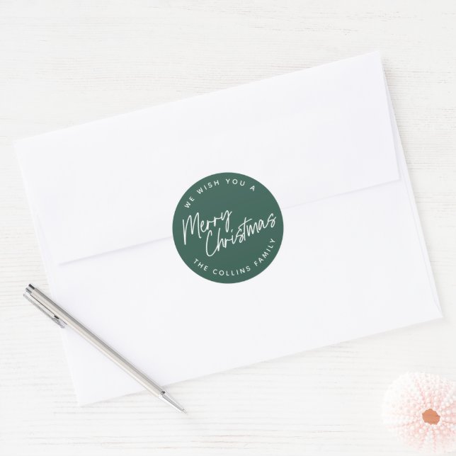 Adesivo Redondo Letras de Script Feliz Natal (Envelope)