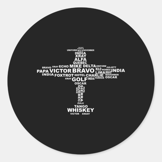 Adesivo Redondo Letras do Planeta Alfabético Telefônico do cheio (Frente)