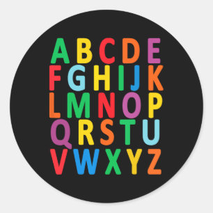 Adesivo Redondo Letras Maiúsculas Coloridas Alfabeto Aprender Abc
