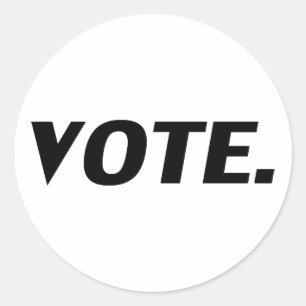 Adesivo Redondo Letras pretas "voto", fundo branco