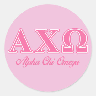 Adesivo Redondo Letras Rosa Alphi Chi Omega