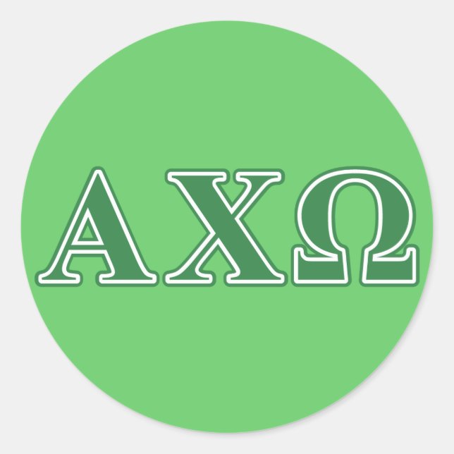 Adesivo Redondo Letras Verdes da Alpha Chi Omega (Frente)