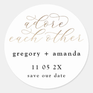 Adesivo Redondo Letreiros Elegantes de Folha de Ouro Branco