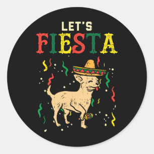 Adesivo Redondo Lets Fiesta Mexicano Chihuahua Dog Cinco De Mayo P