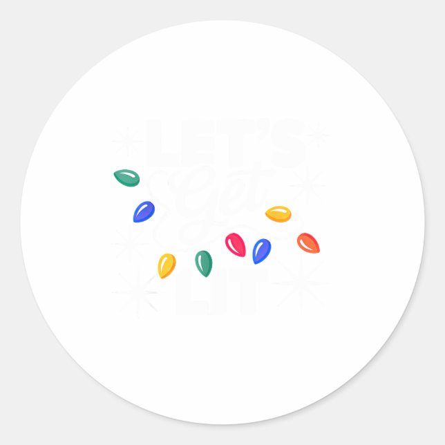 Adesivo Redondo Let's Get Lit Christmas Lights  (Frente)