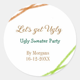 Adesivo Redondo Let's get ugly Christmas ugly sweater Partyorange 
