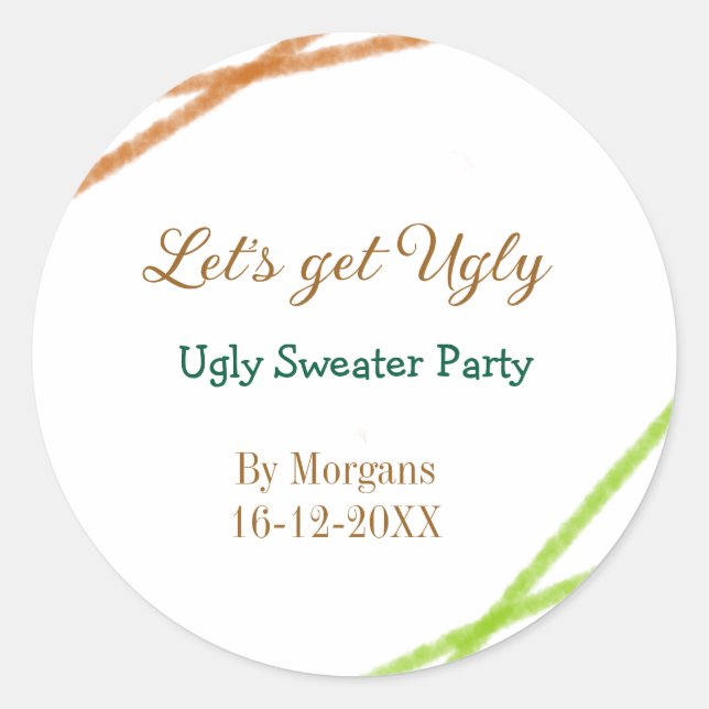 Adesivo Redondo Let's get ugly Christmas ugly sweater Partyorange  (Frente)