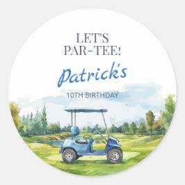 Adesivo Redondo Let's Par-Tee Golf Any Age Birthday