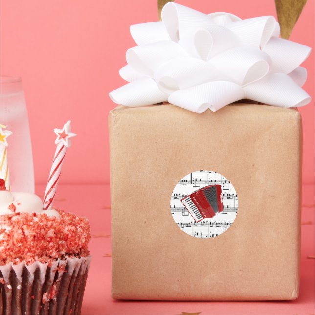 Adesivo Redondo Let's Polka, Red Accordion, (Festa)