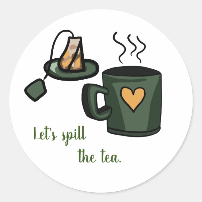 Adesivo Redondo Let's spill the tea sticker scrapbook etiket (Frente)
