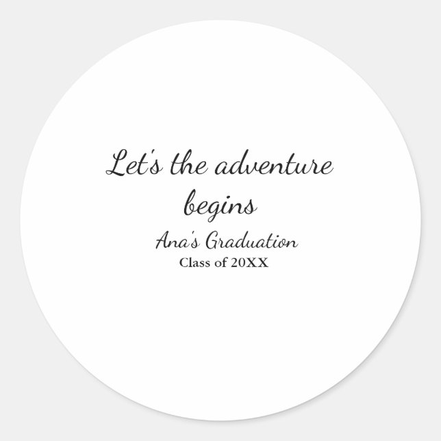 Adesivo Redondo lets the adventure begins graduation class of 20XX (Frente)