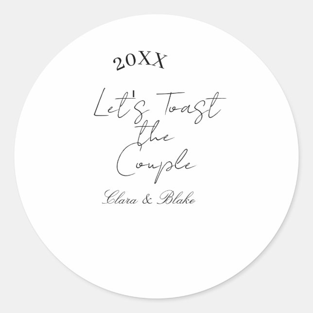 Adesivo Redondo Let's toast the couple engagement wedding party ye (Frente)