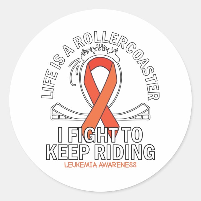 Adesivo Redondo Leukemia cancer awareness orange ribbon (Frente)