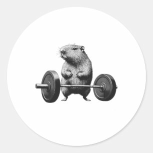 Adesivo Redondo Levantamento de peso Capivara Fitness Divertido Am