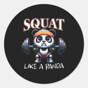 Adesivo Redondo Levantamento de Peso de Panda Fitness Citação Engr