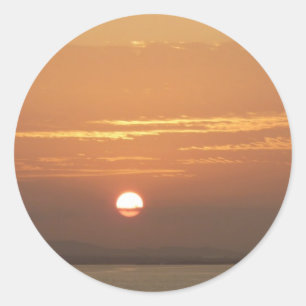Adesivo Redondo Levantamento do sol sobre Aruba Eu Caribe a paisag