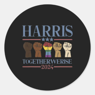 Adesivo Redondo Levantamos - Kamala Harris 2024 Lgbt