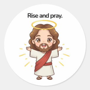 Adesivo Redondo Levante e reze - Jesus reage
