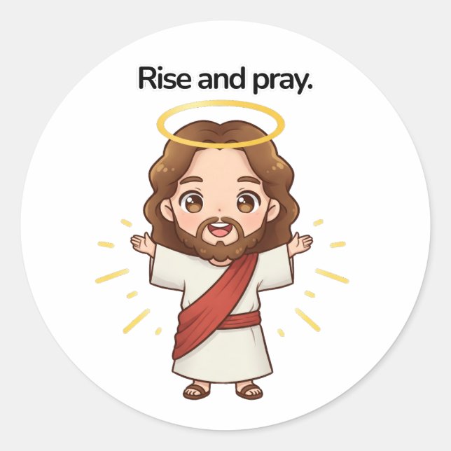 Adesivo Redondo Levante e reze - Jesus reage (Frente)