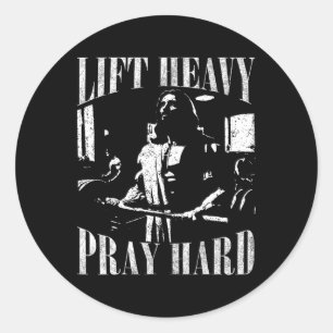 Adesivo Redondo Levante O Duro De Reze Pesada Gym Jesus Christian 