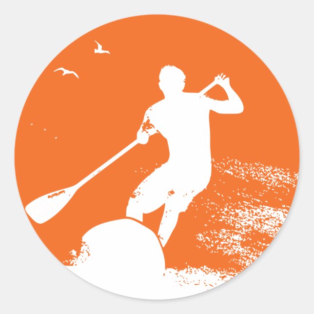 Adesivo Redondo Levante-se e remando o surfista (Frente)