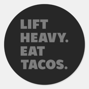 Adesivo Redondo Levantem Tacos Pesados De Comida Para Gym Peso