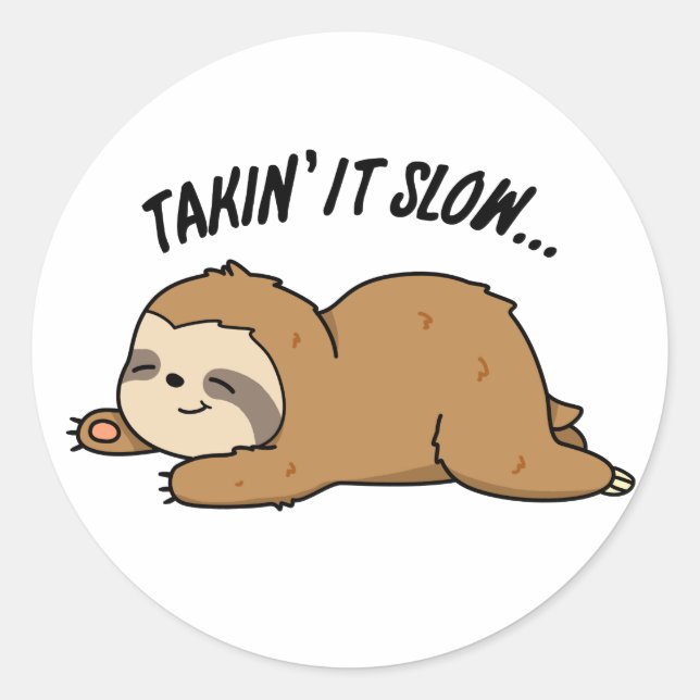 Adesivo Redondo Levar Devagar Pun do Sloth Engraçado (Frente)