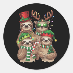 Adesivo Redondo Leve Feliz de Natal Slothmas Sloth Lover Gift