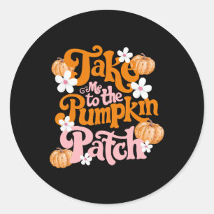 Adesivo Redondo Leve-Me Ao Pumpkin Patch De Ação De Graças Outono