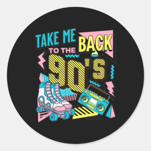 Adesivo Redondo Leve-me de Volta aos Anos 90 Roupa de Halloween Re