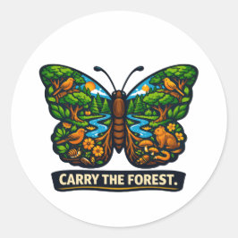Adesivo Redondo Leve O Ecossistema Da Borboleta Da Floresta Nature
