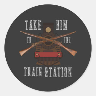 Adesivo Redondo Leve-O Para A Estação De Comboio Engraçado, Citaçã