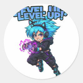 Adesivo Redondo Level up gaming Sticker