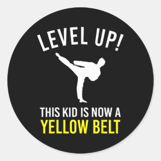 Adesivo Redondo Level Up! This Kid Is Now A Yellow Belt Karate Awa