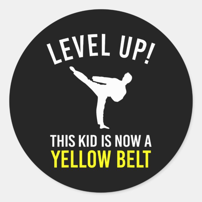 Adesivo Redondo Level Up! This Kid Is Now A Yellow Belt Karate Awa (Frente)