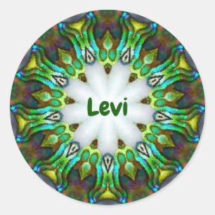 Adesivo Redondo LEVI ~ Personalizado Paua Shell Fractal ~