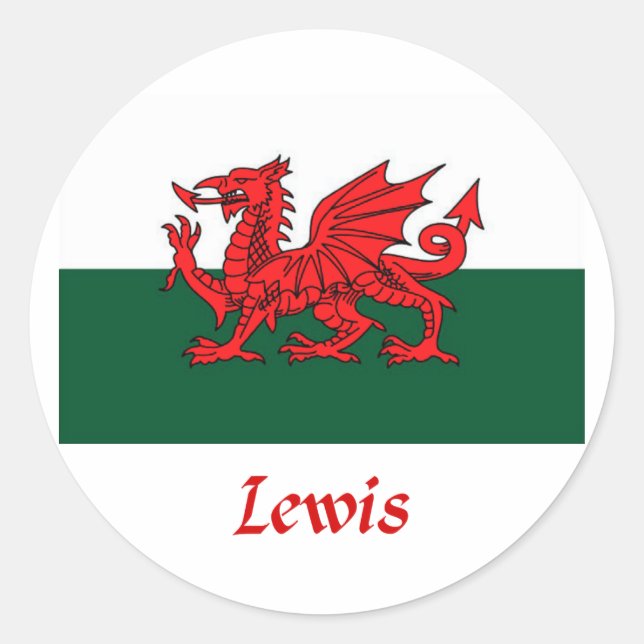 Adesivo Redondo Lewis Welsh Flag (Frente)