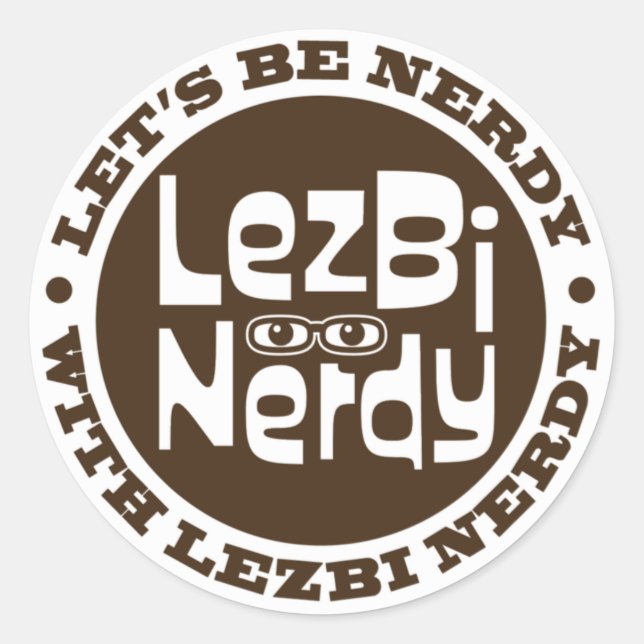 Adesivo Redondo Lezbi Nerdy Sticker (Frente)