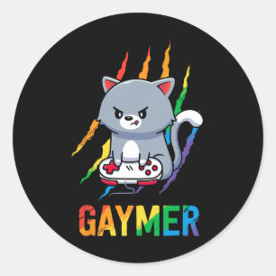 Adesivo Redondo Lgbt Cat Pris Shirt Rainbow Video Game Lovers Gif