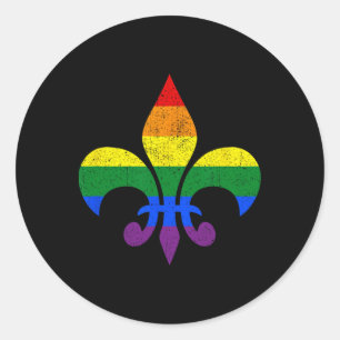 Adesivo Redondo Lgbt Fleur De Lis Orgulho gay Mês Arco-Íris M Fran