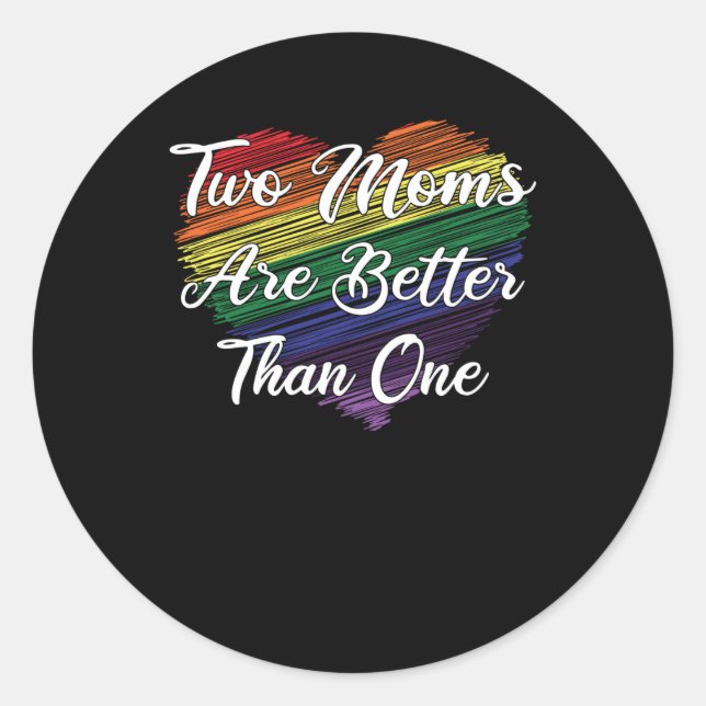 Adesivo Redondo LGBTQ Mãe Mãe Lésbica Casamento gay Gay (Frente)