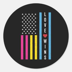 Adesivo Redondo LGBTQ Pansexual Pride Love ganha bandeira american