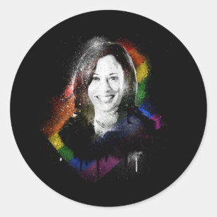 Adesivo Redondo LGBTQ Rainbow Kamala Harris Primo Paint